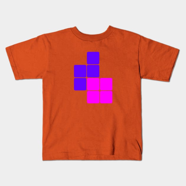 Tetris Pink Purple Kids T-Shirt by BITLY